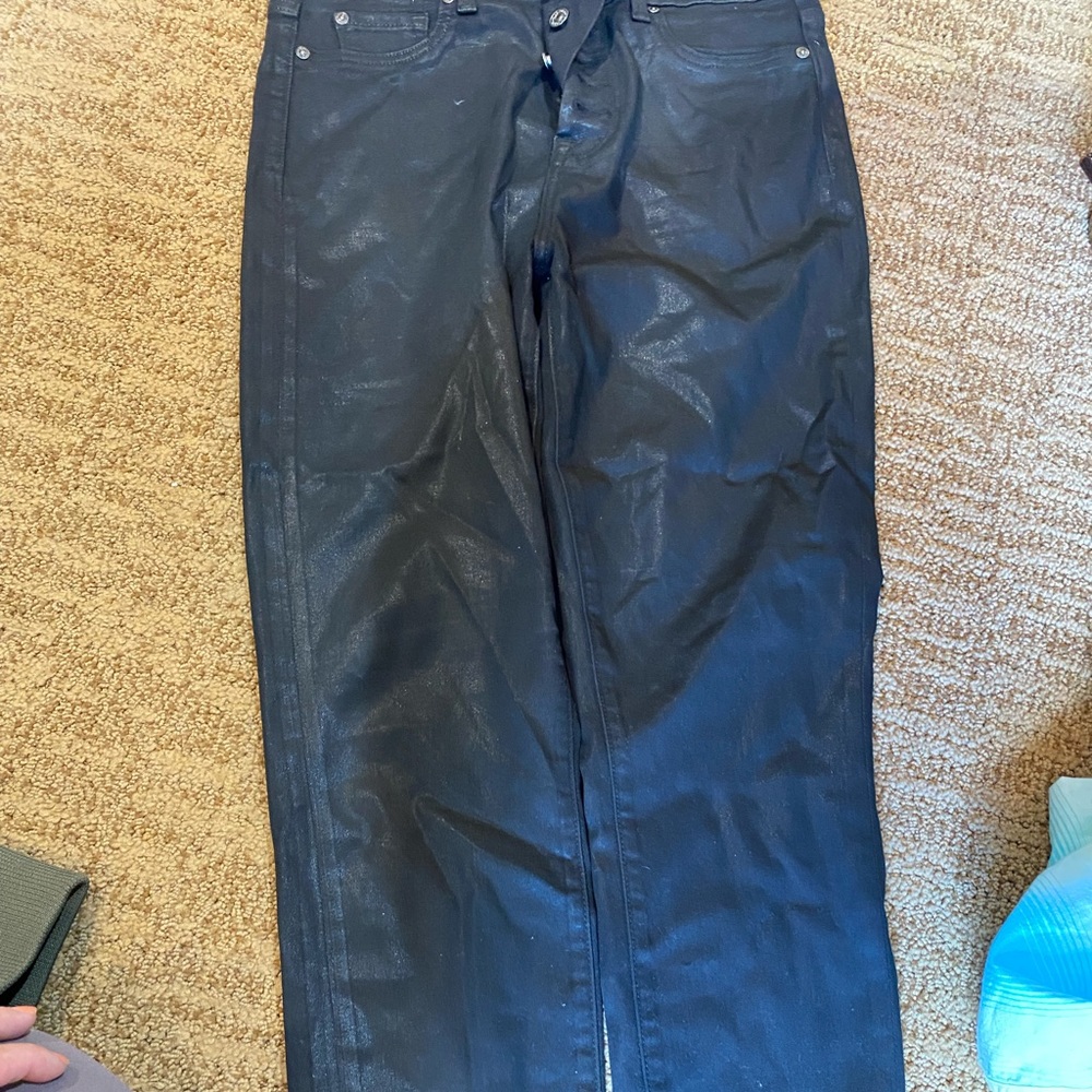 Black coated seven jeans